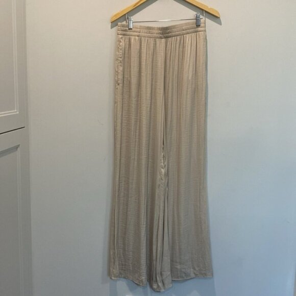 Zara Wide Leg Pants Flowy Palazzo Tan Pants Size Medium Large - Picture 4 of 13